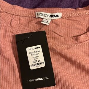 Fashion Nova Pink Ribbed Bodysuit